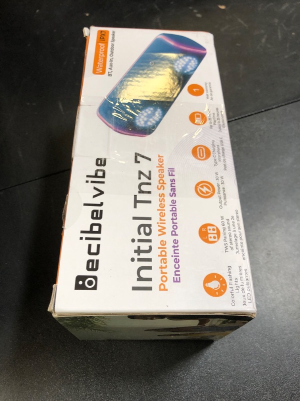 Photo 1 of Decibelvibe Initial Tnz 7 - Portable Bluetooth Speaker, IPX7 Waterproof Speaker with 30W Powerful Sound, Deep Bass, Bluetooth 5.3, 24H Playtime, TWS Pairing for Stereo at Home, Party, Outdoor. (Cyan)