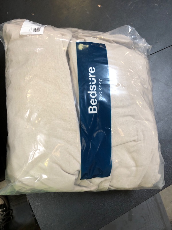 Photo 1 of Bedsure Linen Duvet Cover King - Linen Cotton Blend Duvet Cover Set, Tannish Color Duvet Cover, 3 Pieces, 1 Duvet Cover 104 x 90 Inches and 2 Pillowcases, Comforter Sold Separately
