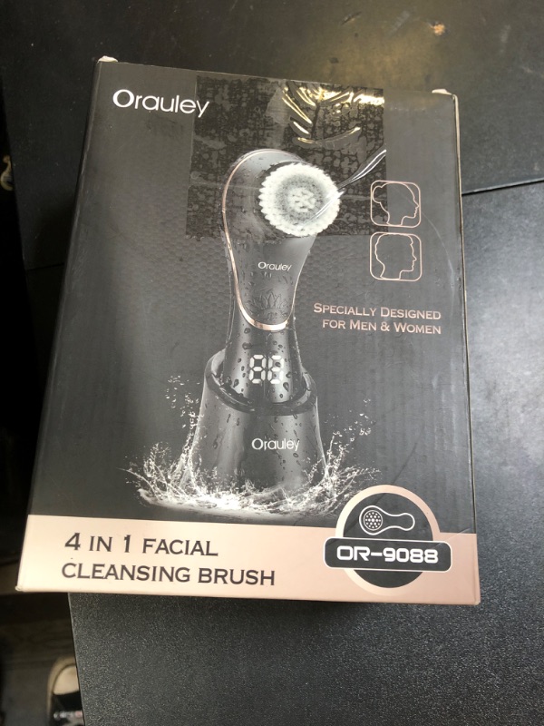 Photo 1 of Facial Cleansing Brush, Electric Face Scrubber Rechargeable Exfoliator IPX-7 Waterproof Rotating Cleanser for Exfoliating, Massaging and Deep Cleansing for Women & Men with 4 Brush Heads Black