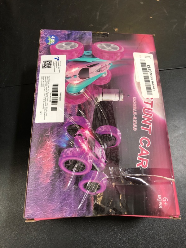 Photo 1 of QUNREDA RC Cars, Pink Remote Control Car for Girls, 2.4 GHZ Double Sided RC Stunt Car 360° Rotating Remote Control Crawler with Headlights Car Toys for 6 7 8 9 10 11 12 Girls Birthday Gift