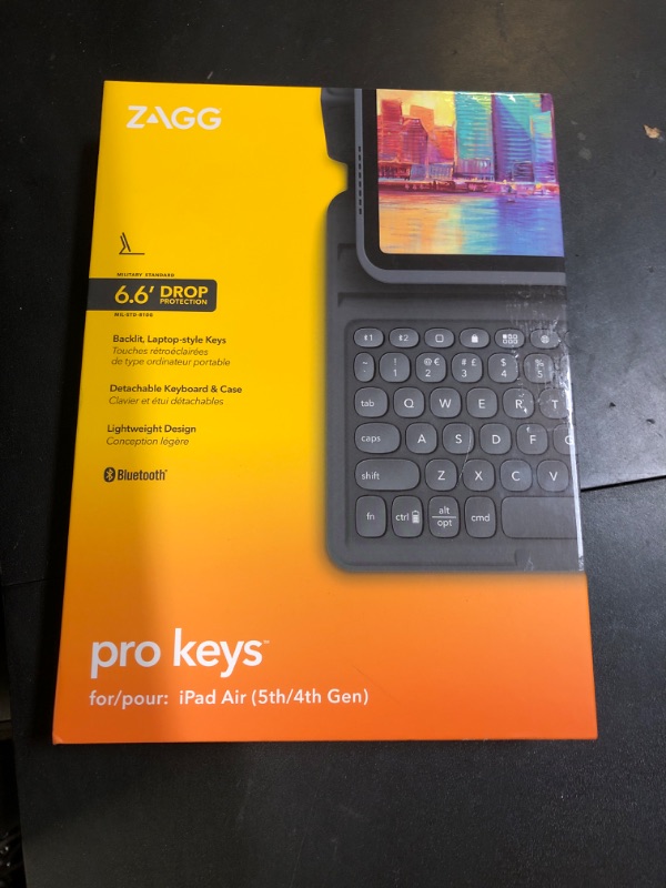 Photo 1 of ZAGG Pro Keys Detachable Case and Wireless Keyboard for iPad Air 11" (M3)/ Air 10.9" (Gen 4, Gen 5), iPad Air 11" (M2) - Bluetooth Pairing, Backlit Laptop-Style Keys, Apple Pencil Holder, Black