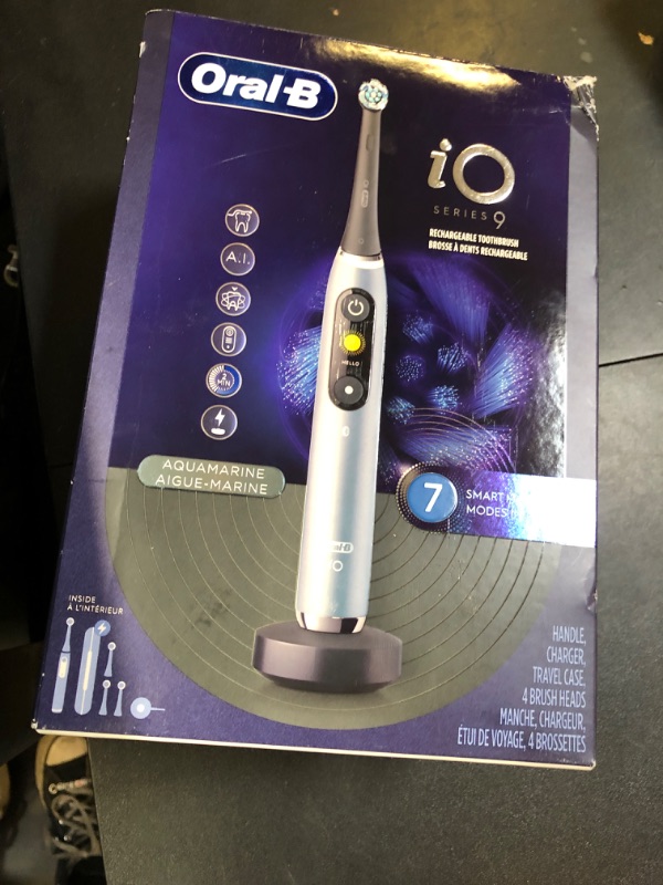 Photo 1 of Oral-B iO Series 9 Electric Toothbrush with 4 Brush Heads, Aqua Alabaster