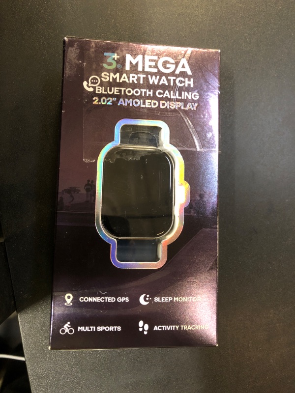 Photo 1 of 3Plus MEGA Smartwatch with 2.02" AMOLED Screen for Women& Men/Answer & Make Calls/Sleep Monitoring/Heart Rate/SpO2/100+ Workout Modes/Quick Reply/Women& Men/iOS and Android