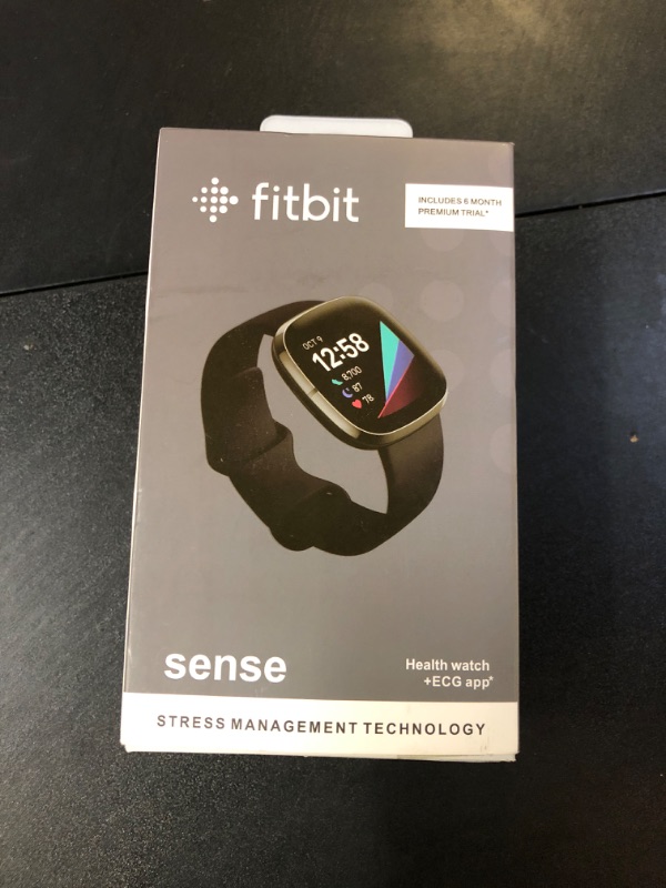 Photo 1 of Fitbit Sense Advanced Smartwatch with Tools for Heart Health, Stress Management & Skin Temperature Trends, Carbon/Graphite, One Size (S & L Bands Included)