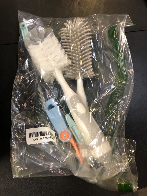 Photo 1 of Ariseno 5-in-1 Baby Bottle Cleaner Set, Including Nylon & Silicone Bottle Brush, Cap, Straw & Nipple Brushes, BPA-Free (Grey)