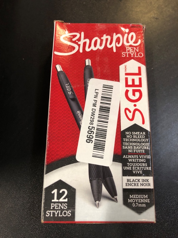 Photo 1 of Sharpie S-Gel Gel Pens, Black Barrel, Medium Point (0.7mm), Black Gel Ink Pens, 12 Count - Home, Office, School, Journaling, Writing, Note-Taking, Teacher Supplies