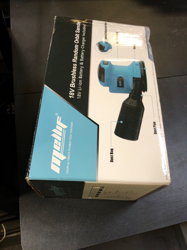 Photo 1 of Mayoki 5" Random Orbit Sander Compatible with Makita 18v Battery, Cordless Palm Sander with 2.0Ah Battery & Charger Kits, Brushless, 6 Variable Speeds, 12000 OPM, Dust Bug, 10PCS Sanding Pads