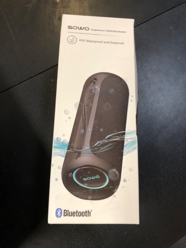 Photo 1 of Wireless Portable Speaker,IPX7 Waterproof Bluetooth Speaker, 25W Loud Stereo Sound, Bassboom Technology, TWS Pairing, Built-in Mic, 16H Playtime with Lights for Home Outdoor - Black
