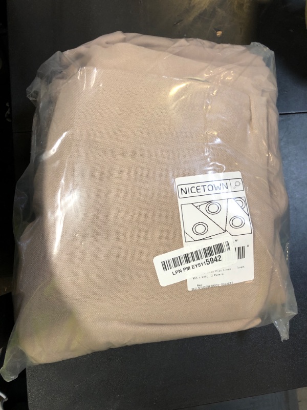 Photo 1 of NICETOWN Thick Flax Linen Curtains 96 inch Long, Grommet Semi Sheer Window Treatments Privacy Added with Light Filtering Drapes for Bedroom/Living Room, Taupe, W55 x L96, 2 Panels