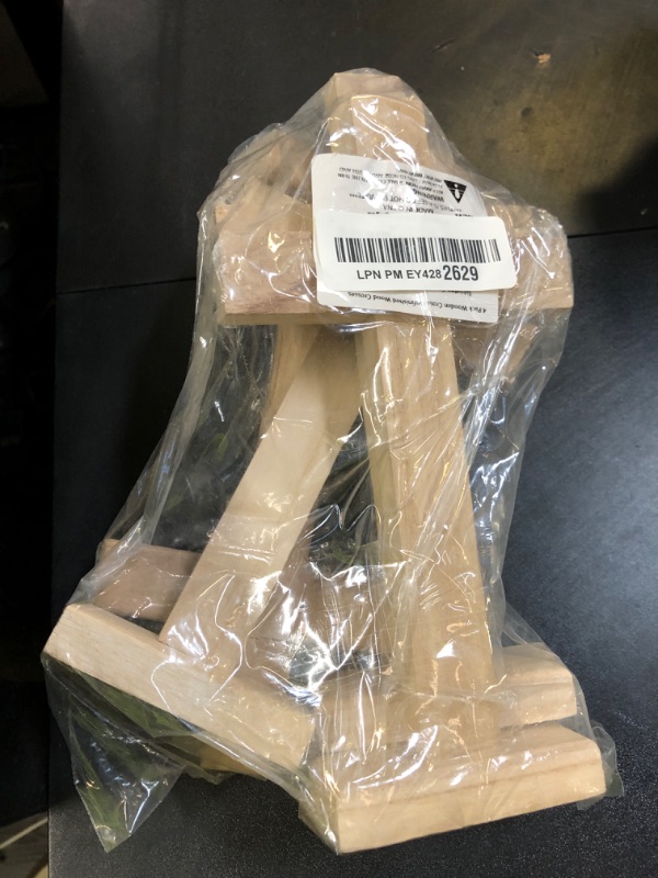 Photo 1 of 4 Pack Wooden Cross Unfinished Wood Crosses Tabletop Cross for Crafts 4.5x8.5 Inches