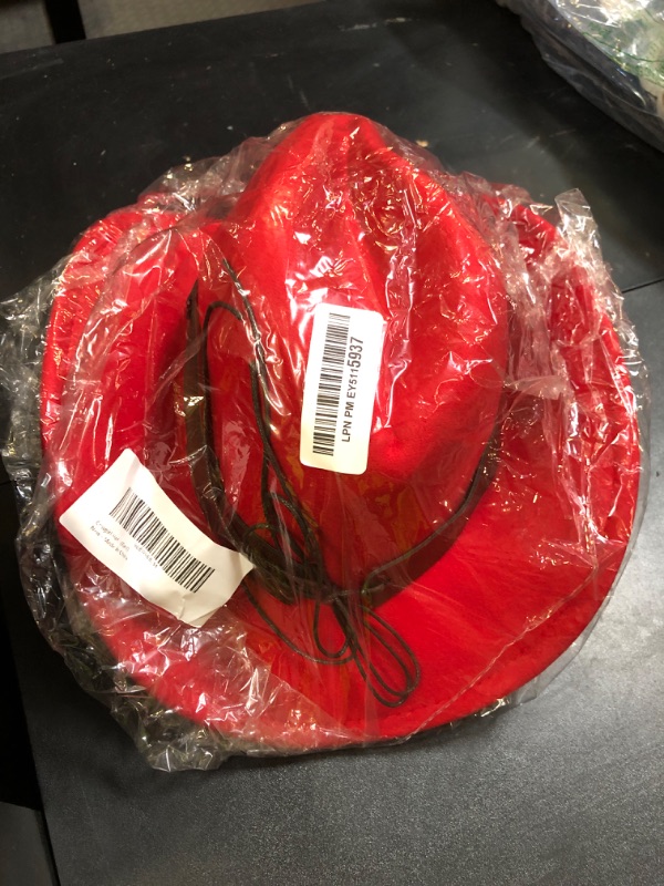 Photo 1 of JXXAMZ33 Cowgirl Hat with Wide Belt Western Cowboy Hats for Womens (Red)
