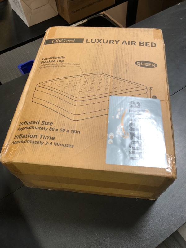 Photo 1 of OhGeni Queen Air Mattress with Built in Pump, Inflatable Blow Up Mattress 18 Raised Comfort,Upgraded Surface Portable Mattress, Air Bed for Camping, Home and Guest, Colchone Inflable, 650 lbs Max