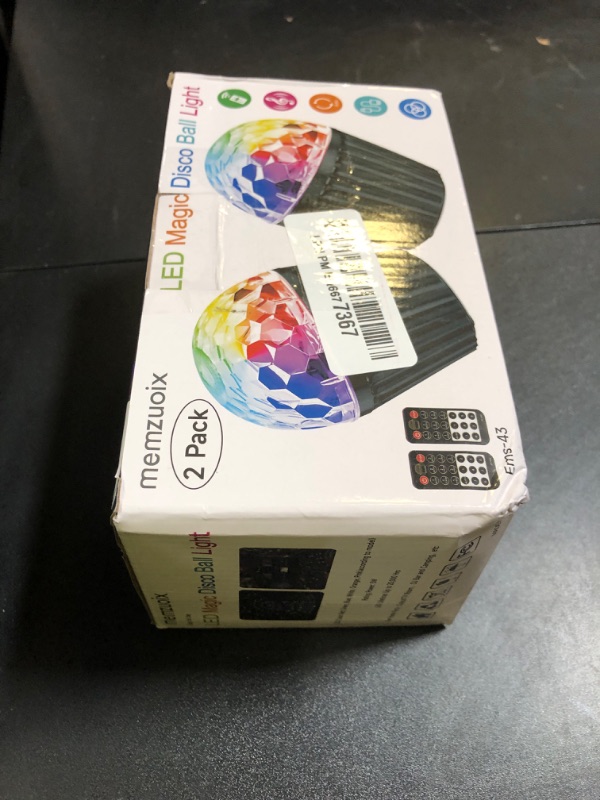 Photo 1 of memzuoix 2-Pack Portable Mini Disco Ball Light for Party, RGB DJ Strobe Light with Remote Control and USB Cable, Sound Activated Stage Lights for Home Dance, Easter, Karaoke and Halloween Decoration