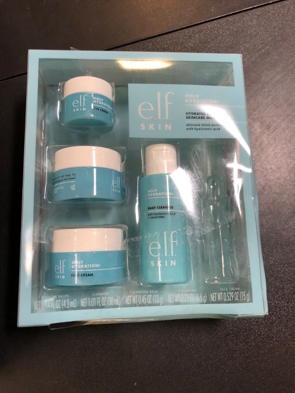 Photo 1 of e.l.f. SKIN Holy Hydration! Hydrated Ever After Skincare Mini Kit, Cleanser, Makeup Remover, Moisturiser & Eye Cream For Hydrating Skin, Airplane-Friendly Sizes