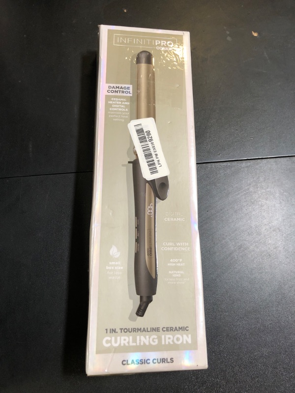 Photo 1 of INFINITIPRO BY CONAIR Tourmaline Ceramic 1-inch Curling Iron, 1-inch Digital Curling Iron, 1-inch barrel produces classic curls – for use on short, medium, and long hair