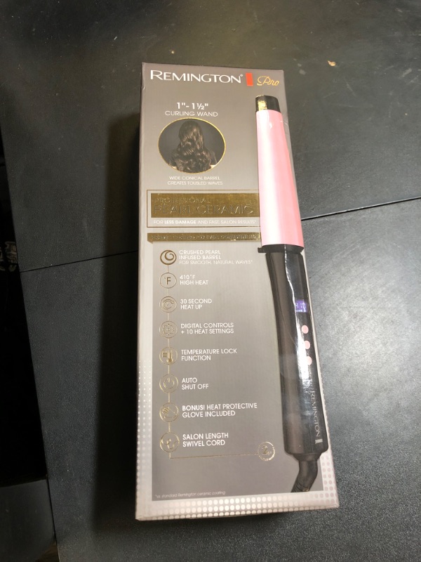 Photo 1 of Remington Products Studio Salon Collection Pearl Digital Ceramic Curling Wand, 11/2 Inch, Pink