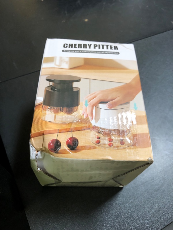 Photo 1 of Cherry Pitter Multiple, Quick Release Multi Cherries Stoner Pitter 7-in-1, Push Button Cherr'y Core Pit'ter Tool with Splatter Protector, Pit Seed Remover for Making Jam Cherry Dishes (Black-7-Hole)
