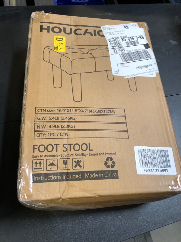 Photo 1 of HOUCHICS Small Footstool Ottoman,Velvet Soft Footrest Ottoman with Wood Legs,Sofa Footrest Extra Seating for Living Room Entryway Office(White 1PACK)