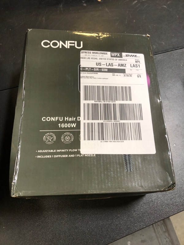 Photo 1 of CONFU Ionic Blow Dryer 1600W, Portable Lightweight Fast Drying Negative Ion Hairdryer Blowdryer, 3 Heat Settings & Infinity Speed, with Diffuser and Concentrator Nozzle for Home & Travel