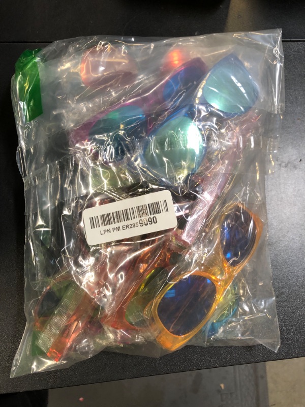 Photo 1 of 12 Pack Kids Sunglasses Hawaiian Party Favors with UV400 Protection, 12 Colors Neon Sunglasses in Bulk for Boys Girls Birthday, Beach, Summer Pool Party Supplies, Goody Bag Stuffers, Classroom Gift