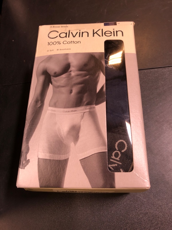 Photo 1 of Calvin Klein Men's Cotton Classics 5-pack Boxer Brief, 2 Blue Shadow Body W/Blue Shadow Waistband, 2 Charcoal Heather Body W/Charcoal Heather Waistband, 1 Black Body W/Black Waistband, Medium