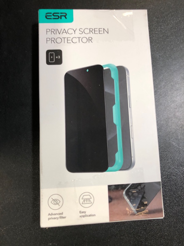 Photo 1 of ESR 3 Pack for iPhone 16 Plus/iPhone 15 Plus Privacy Screen Protector, Anti-spy Tempered-Glass Privacy Screen Protector with Easy Installation Tool, Micro-Curved Edges, Case Friendly