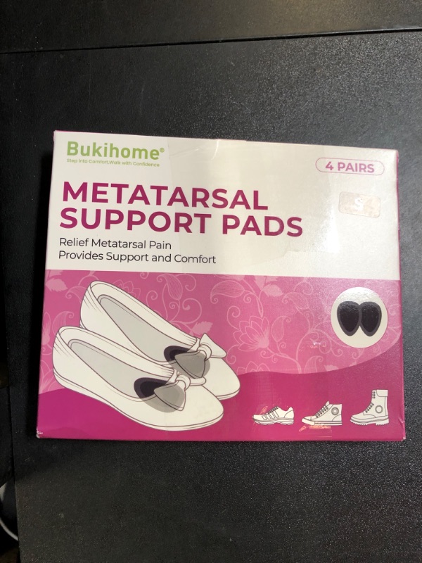 Photo 1 of 4-Pair Metatarsal Pads for Pain Relief - Bukihome Ball-of-Foot Cushions for Forefoot Support Fatigue Relief, 1/3" Thick Soft Ball-of-Foot Pads for Metatarsalgia Morton’s Neuroma, Men Women (S)