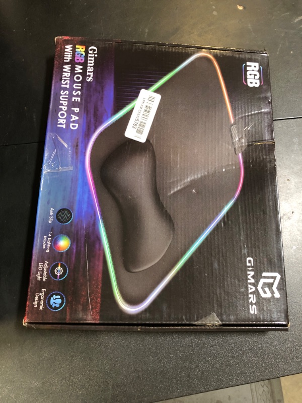Photo 1 of Gimars RGB Mouse Pad with Wrist Rest Support,12 x 10 inch Extra Large Ergonomic Gaming Mouse Pad with 10 LED Lighting Modes, Non-Slip Rubber Base, Lycra Fabric for Laptop, Computer, PC Gaming & Office