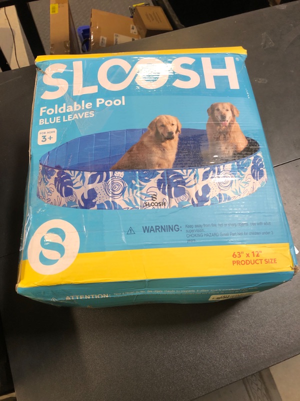 Photo 1 of SLOOSH Foldable Dog Kiddie Pool - Portable Hard Plastic Kids Baby Doggie Swimming Pool, Anti-Slip Thick PVC Collapsible Pets Cats Whelping Box Puppy Bathtub (63" x 12")