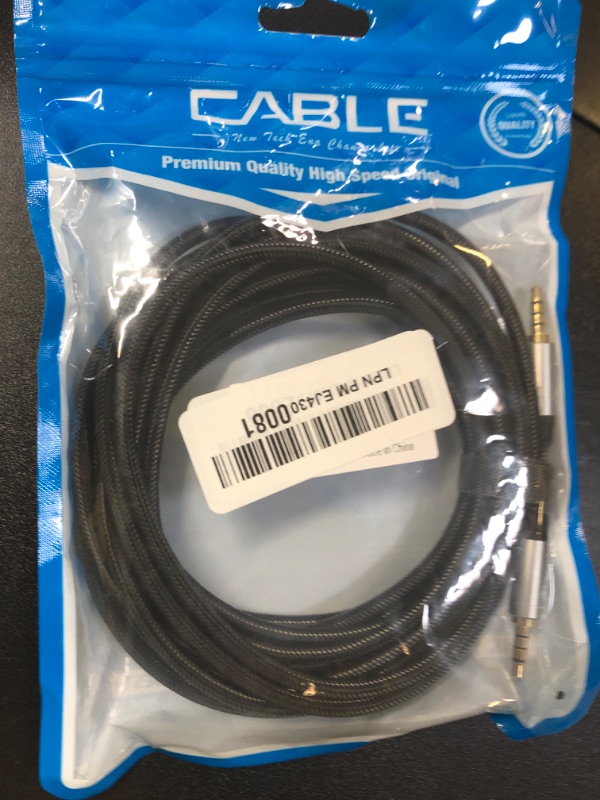 Photo 1 of Jelly Tang Male to Male Audio Cable 12Ft,3.5mm 4 Pole Nylon Braided Stereo Aux Cord for Headphones, PS4,Phone, Tablets, Headset, PC, Laptop and More(12Ft/4M)