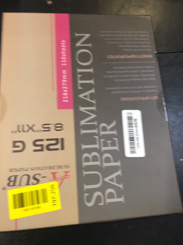 Photo 1 of A-SUB Sublimation Paper 8.5x11 Inch 110 Sheets ONLY Compatible with Sublimation Printer and Sublimation Ink 125g