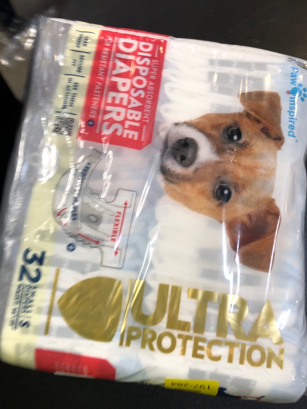 Photo 1 of Paw Inspired 32ct Disposable Dog Diapers | Female Dog Diapers Ultra Protection | Diapers for Dogs in Heat, Excitable Urination, or Incontinence (Small)