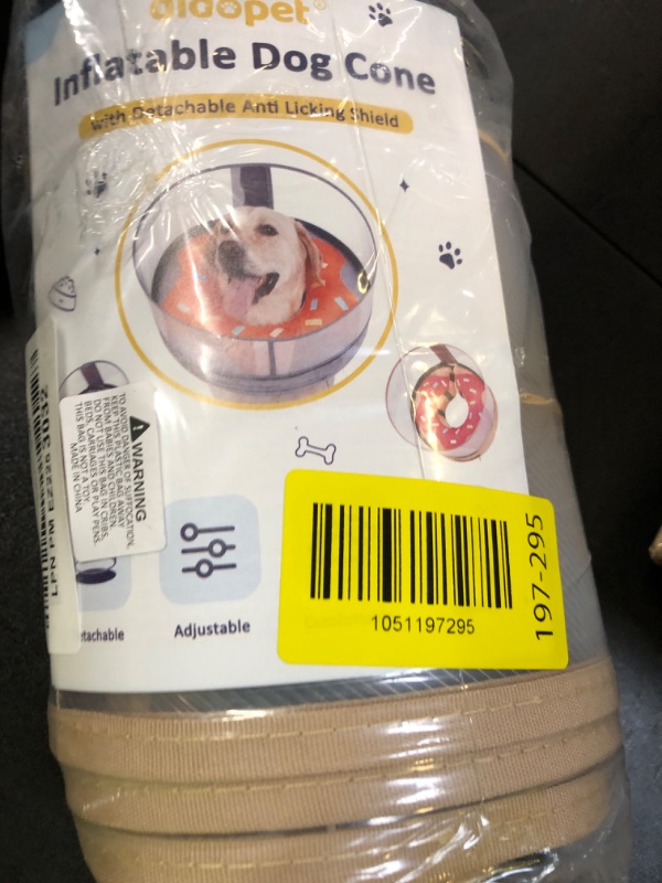 Photo 1 of Didopet Inflatable Dog Cone with Transparent Shield, Protective Dog Donut Collar After Surgery to Stop Licking, Soft Donut Cone for Large Pets, Adjustable Recovery Collar with Buckle Visibility