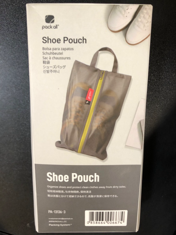 Photo 1 of pack all Shoe Bag for Travel, Water-Resistant Shoe Pouch for Gym, Odor-Resistant Soccer Cleats Bag for Sport (Grey, 1-Pack)