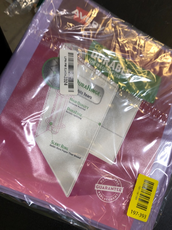 Photo 1 of Avery Durable View 3 Ring Binder, 1 Inch Slant Rings, Lavender Binder (17083)