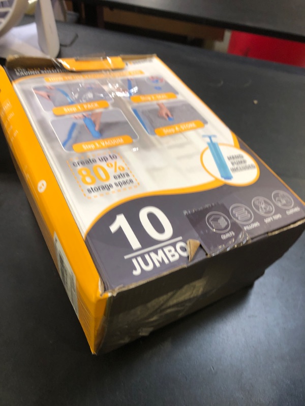 Photo 1 of 10 Jumbo Vacuum Storage Bags, Space Saver Bags Compression Storage Bags for Comforters and Blankets, Vacuum Sealer Bags for Clothes Storage, Hand Pump Included