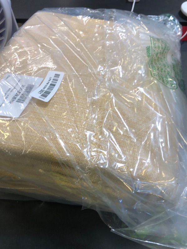 Photo 1 of Shatex 90% Sun Shade Fabric, 12x16ft Sun-Block Net Mesh Shade with Clips for Pergola Cover Porch Vertical Screen, Beige