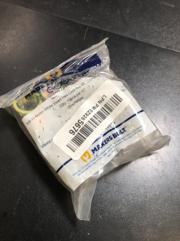 Photo 1 of 5/8"-11 (10 Pack) Grade 8 Nylon Insert Lock Nuts, Yellow Zinc by Makers Bolt