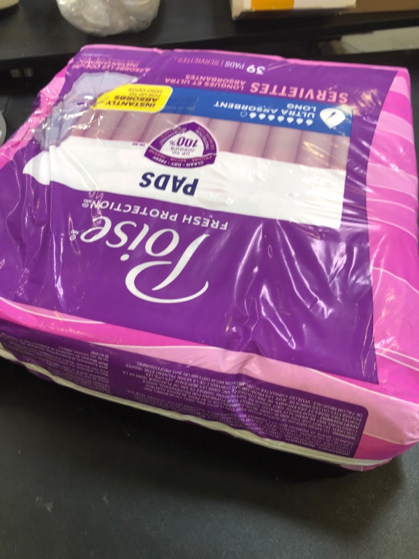 Photo 1 of Poise Incontinence & Postpartum Pads for Bladder Leaks, 7 Drop Ultra Absorbency, Long Length, 39 Count, Packaging May Vary