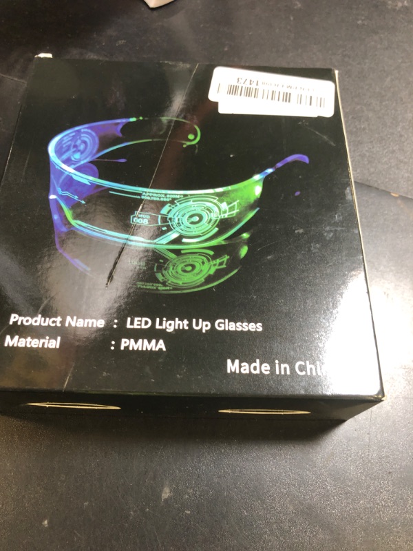 Photo 1 of STEHEALTH LED Glasses, Futuristic Cyberpunk Light Up Sunglasses with 7 Colors & 2 Modes, Bilateral Controllable Visor Goggles for Cosplay Concert Rave Halloween Bar Club Party