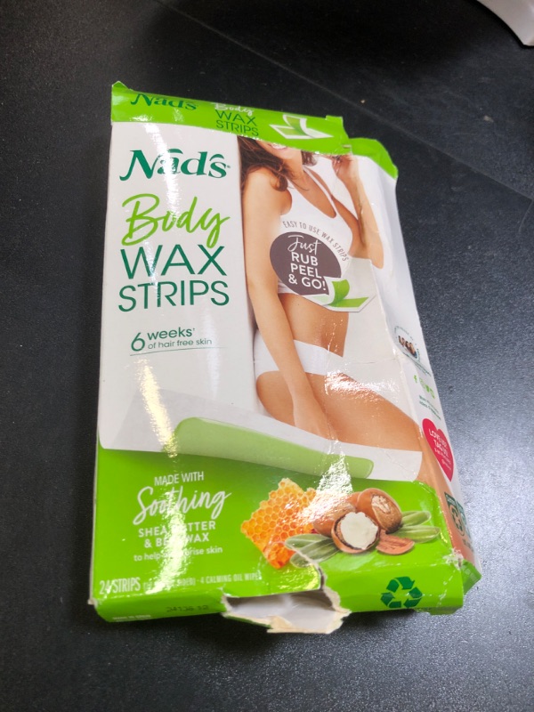 Photo 1 of Nad's Body Wax Strips Hair Removal For Women At Home plus 4 Calming Oil Wipes, 24 Count