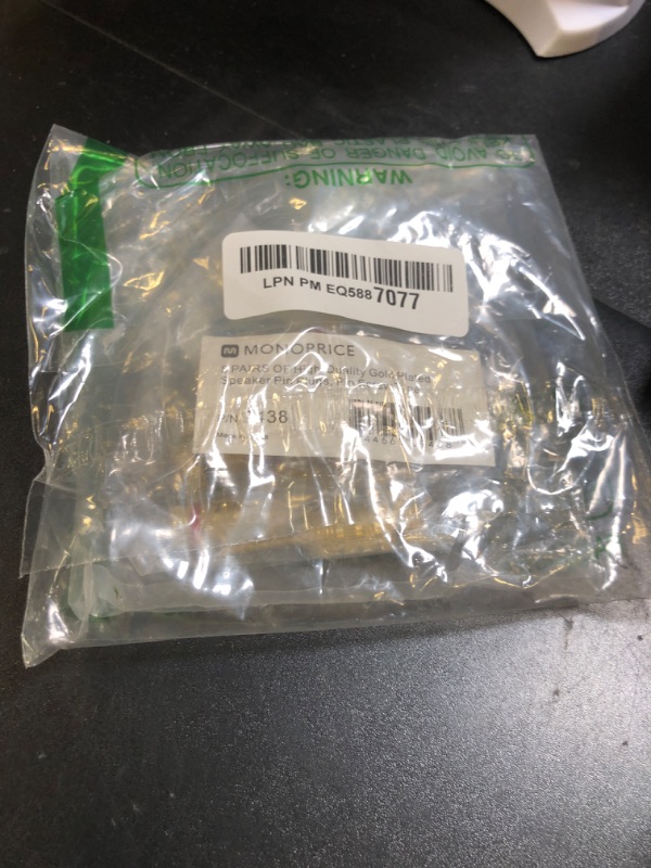 Photo 1 of Monoprice 9438 Gold Plated Speaker Pin Plugs - 5 Pairs - Pin Screw Type, For Speaker Wire, Home Theater, Wall Plates And More