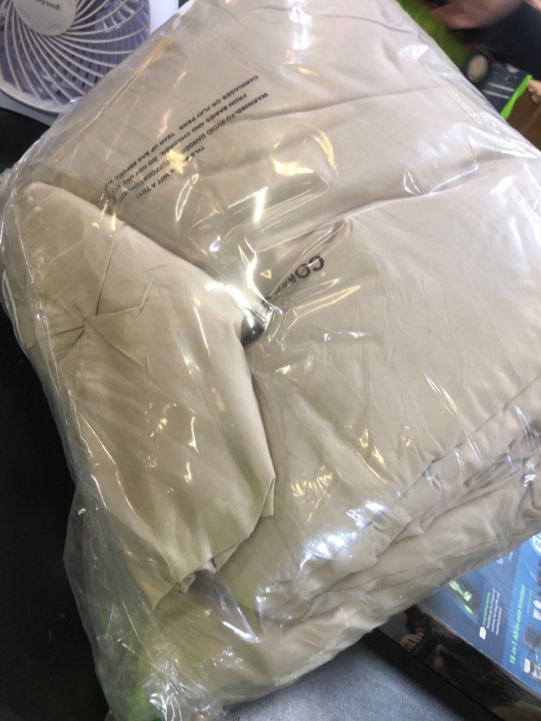 Photo 1 of DOWNCOOL Full Size Comforter Sets Beige - 3 Pieces Cute Pinch Pleat Bed Set, Soft Fluffy Comforter Full Size for All Season, Pintuck Bedding Comforter Sets with 1 Comforter & 2 Pillowcases