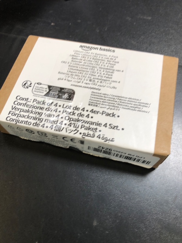 Photo 1 of Amazon Basics CR2 Lithium Batteries, 3 Volt, Long Lasting Power, Low Self-Discharge Rate Pack of 4