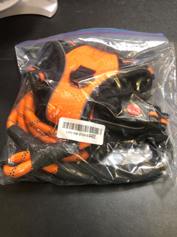 Photo 1 of tobeDRI No Pull Dog Harness Adjustable Reflective Oxford Easy Control Medium Large Dog Harness with A Free Heavy Duty 5ft Dog Leash (M (Chest: 22"-26"), Orange Harness+Leash)