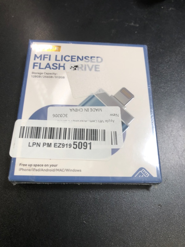 Photo 1 of Apple MFi Certified 128GB Flash Drive for iPhone Thumb Drive Photo Stick, USB Memory Stick iPhone Flash Drive for Photos Videos, High Speed Jump Drive Compatible for iPhone/iPad/Android/PC (Blue)