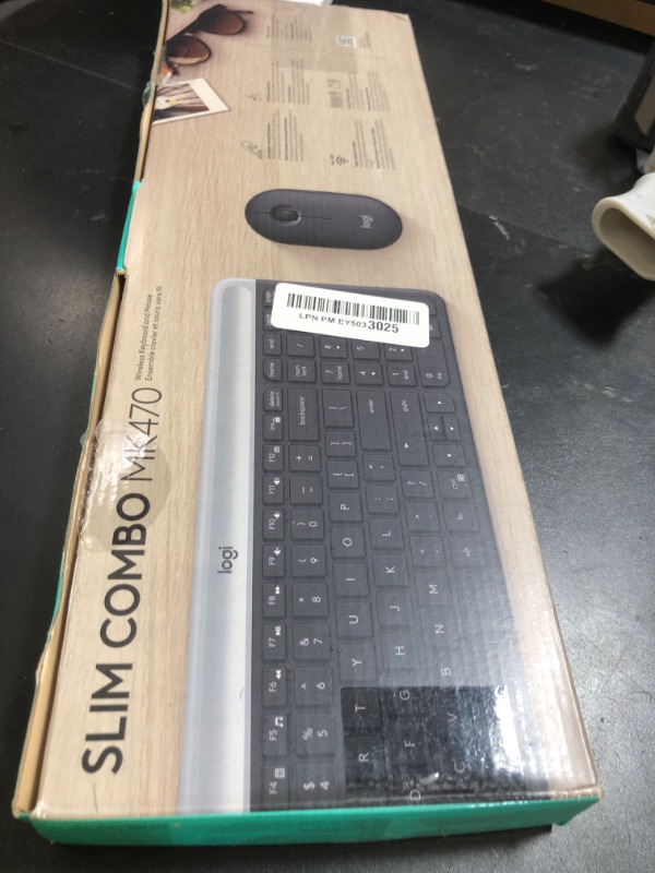 Photo 1 of Logitech MK470 Slim Wireless Keyboard and Mouse Combo - Modern Compact Layout, Ultra Quiet, 2.4 GHz USB Receiver, Plug n' Play Connectivity, Compatible with Windows - Graphite