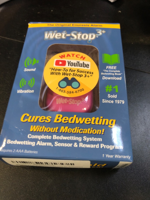 Photo 1 of Wet-Stop 3 Bedwetting Enuresis Alarm with Loud Sound and Strong Vibration for Boys or Girls, Proven Solution for Bedwetters (Pink)