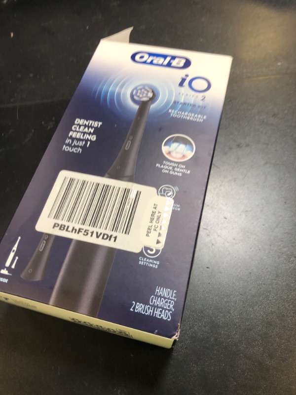 Photo 1 of Oral-B iO Series 2 Rechargeable Electric Powered Toothbrush Starter Kit, Night Black with 2 Brush Heads - Automatic Pressure Sensor to Protect Gums - 3 Modes - 2 Min Timer