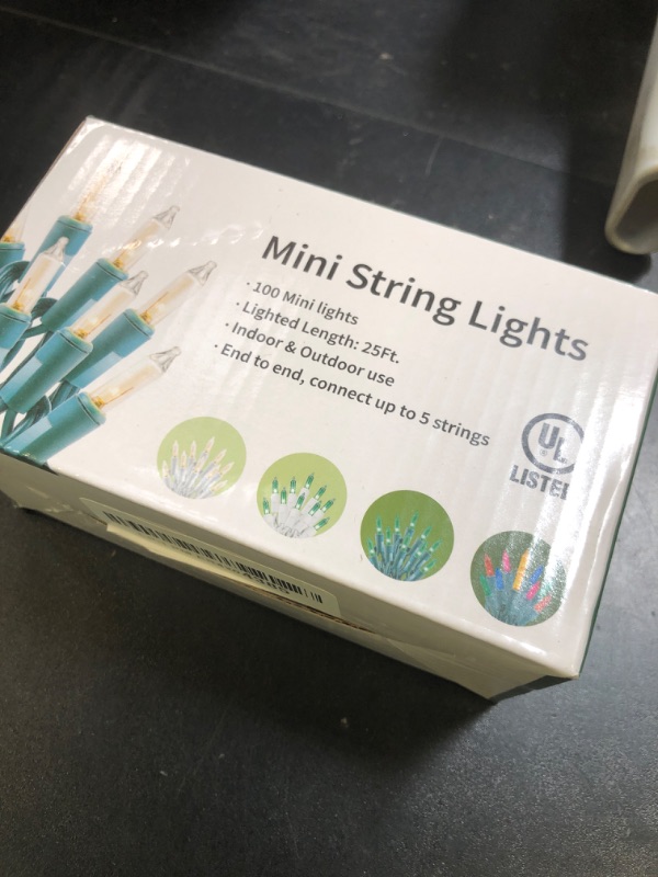 Photo 1 of Brightown 50 Count Warm White Christmas Lights, Clear Mini Incandescent Lights on White Wire, Christmas Tree String Lights for Indoor Outdoor Decorations?26.5ft?